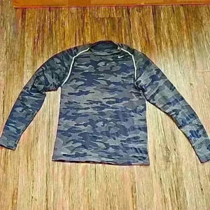 Mens Nikefit Nike Pro Camo Blue Compression Shirt Medium